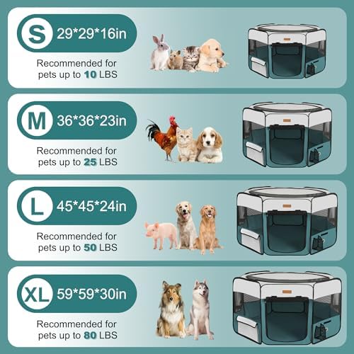 Akinerri Portable Dog Playpen, Foldable Pet Play Pen for Puppy Cat, Blue