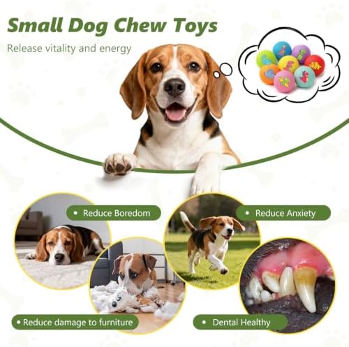 Small Squeaky Balls, [4 Pack] Soft Latex Squeaky Dog Ball Toys, Funny Dinosaur Interactive Dog Balls, Puppy Teething Chew Toys for Mini & Small Dogs (2.4"-Set A)
