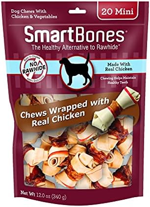 SmartBones Mini Chicken-Wrapped Bones Rawhide-Free Dog Treats, 20 Count