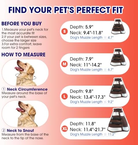 Soft Dog Recovery Cone Collar – Adjustable Transparent E-Collar Alternative for Medium Dogs After Surgery | Anti-Lick, Soft Padded Neck, Comfortable Pet Recovery Cone for Eating & Sleeping, M