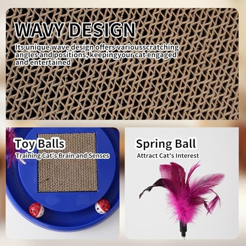 Interactive Cat Ball Track Toy Cat Scratcher, Blue