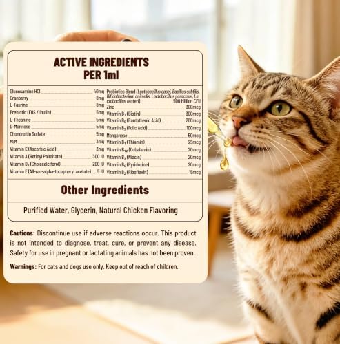 Liquid Cat & Dog Multivitamin, with Probiotics,Taurine,Cranberry