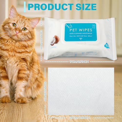 Treela 10 Pack Dog Pet Wipes, 80 Count Paws Body, Coconut