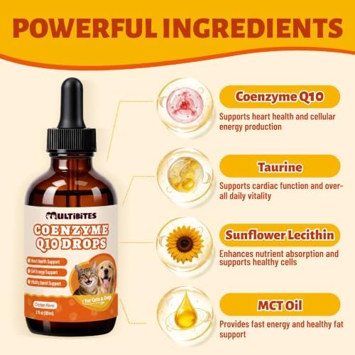 Coenzyme Q10 Drop & Taurine Suppelment for Dogs & Cats, 2 oz
