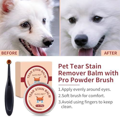 2-in-1 Tear Stain Remover Kit for Dogs & Cats – Natural Eye Wipes (120 Count) & Gentle Stain Remover Balm (1 oz) with Brush – Complete Eye Care for Stains, Odors & Folds