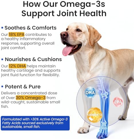 Omega 3 Fish Oil for Dogs & Cats, 300mg EPA+DHA, 16.9 oz