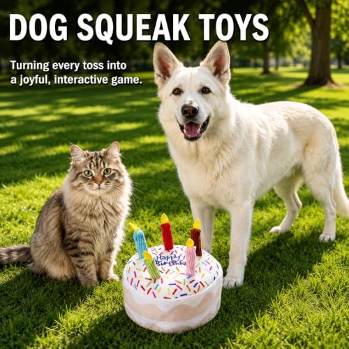 Dog Birthday Cake Squeak Toys, 1 Pcs (Small Cake)