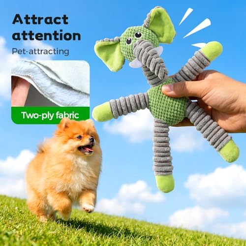 2026 New Dog Toys, Indestructible Plush Dog Toy for Aggressive Chewers, Interactive Squeaky Soft Puppy Chew Toy, Durable Teething Toys for Small Medium Large Dogs (Light Brown)