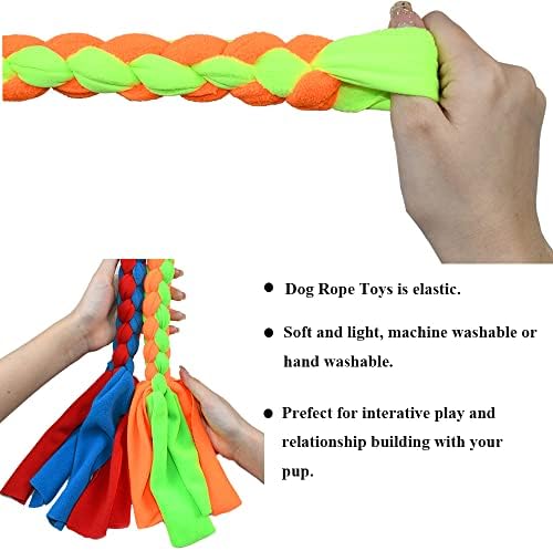 ASOCEA 2 Pack Dog Fleece Rope Toy for Dog Chase and Tug Pet Interactive Cotton Chew Toy Dog Tether Lure Toy Dog Flirt Pole Replacement Toys to Outdoor Exercise & Training