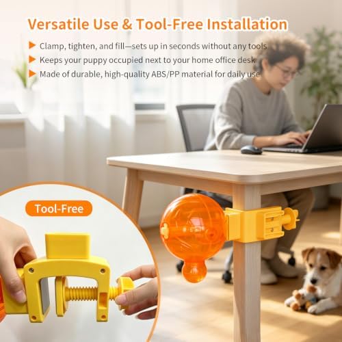 Clamp-On Dog Puzzle Toy, Treat Dispenser for Dogs & Cats
