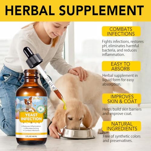 Yeast Infection Treatment for Dogs, Natural Yeast Infection Treatment Drops for Dog Itch Relief, Dog Allergy Relief, Dog Yeast Ear Infection Treatment, 2.02fl.oz