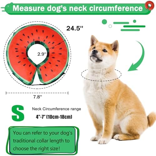Recovery Donut Collar for Dogs & Cat,Inflatable Dog Collar Alternative After Surgery,Soft Cone for Large Medium Small Pet(Watermelon,Small)