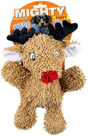MIGHTY Tuffy Microfiber Medium Reindeer Ultra Durable Plush Dog Toy