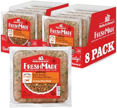 Stella & Chewy's FreshMade Frozen Fresh High-Protein Beef, Barley & Turkey Dog Food, 16-oz Pouch (Pack of 8)