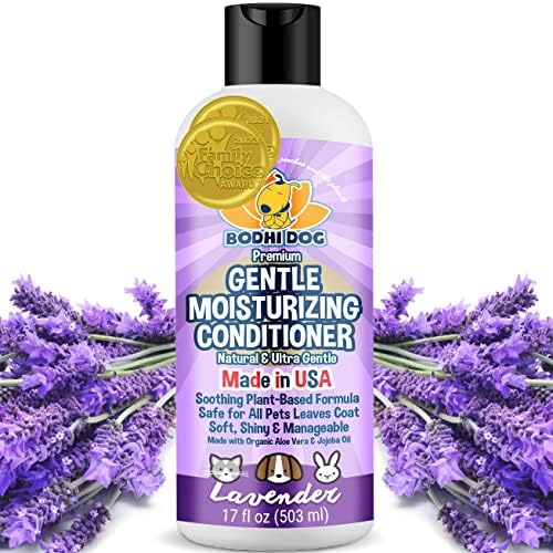Bodhi Dog Gentle Moisturizing Dog Conditioner - Soothing Plant-Based Formula with Aloe Vera & Jojoba Oil - Hydrates & Softens Coat - Leaves Coat Soft Shiny & Manageable - Lavender Scent (17 Fl Oz)
