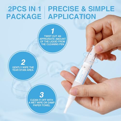 Tear Stain Remover for Dogs & Cats - Aloe Vera & Blueberry Extracts, Dog Eye Cleaner Pen for Discharge & Crust, Natural Plant-Based Pet Tear Stain Remover, Dog Grooming Supplies for Puppy & White Dogs