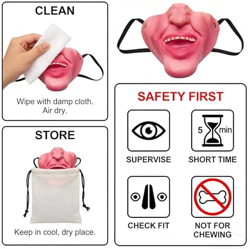 MATIHAY Funny Dog Mask for Medium Dogs, Latex Pet Face Costume for Puppy Dress Up Holiday Party Photo Props (Wide Grin)