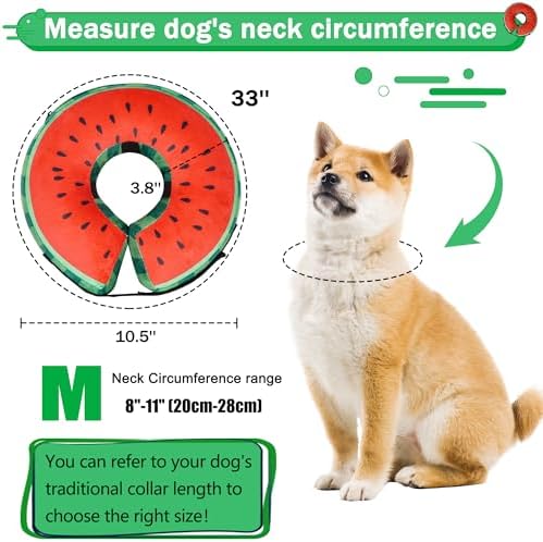 Recovery Donut Collar for Dogs & Cat,Inflatable Dog Collar Alternative After Surgery,Soft Cone for Large Medium Small Pet(Watermelon,Medium)