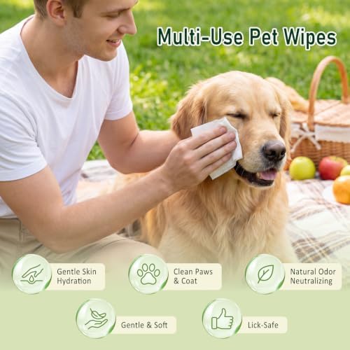50 PCS Dog Wipes Dog Grooming Wipes Individually Wrapped Pet Wet Wipes