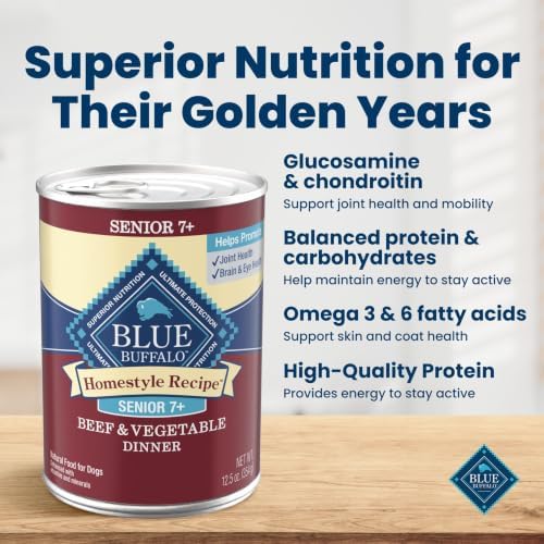 Blue Buffalo Homestyle Recipe Beef Senior Wet Dog Food, 12.5 oz, 12 ct