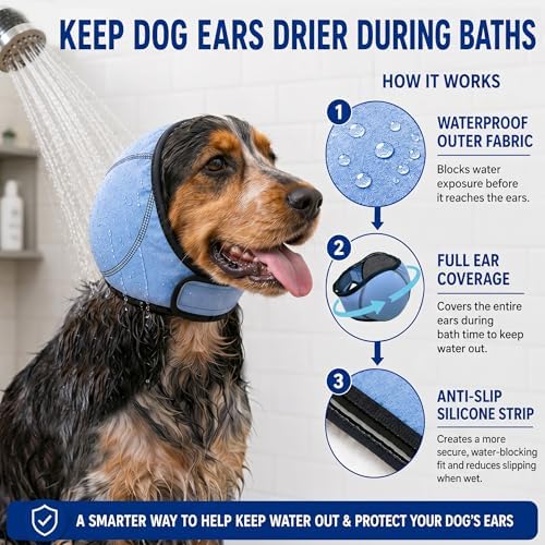HOFi Dog Ear Covers for Bath: Waterproof Ear Protection to Keep Water Out
