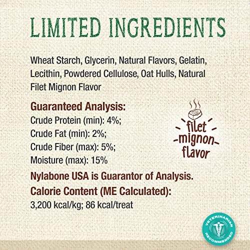 Nylabone Nutri Dent Dog Dental Treats, Filet Mignon Flavor, 40 Count