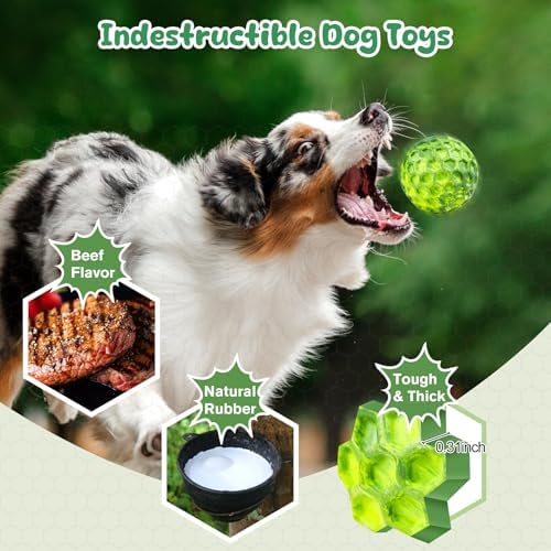 Tough Dog Chew Toys for Aggressive Chewers, Indestructible Dog Balls for Aggressive Chewers, Squeaky Balls for Dogs, Squeaky Toys for Large Dogs, Funny Heavy Duty Ball