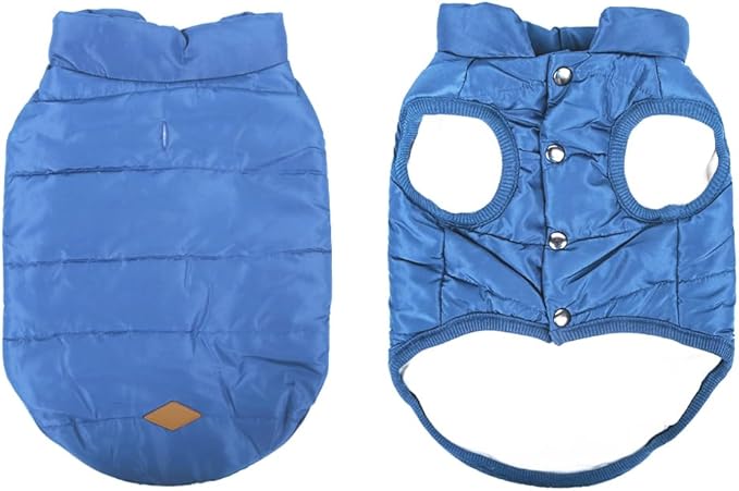 Warm Dog Coat, Windproof Dog Jacket Fleece Pet Winter Coats Solid Color Dogs Clothes Cold Weather Pet Jacket Vest Soft Puppy Apparel for Small Medium Dogs Cat (M, Blue)