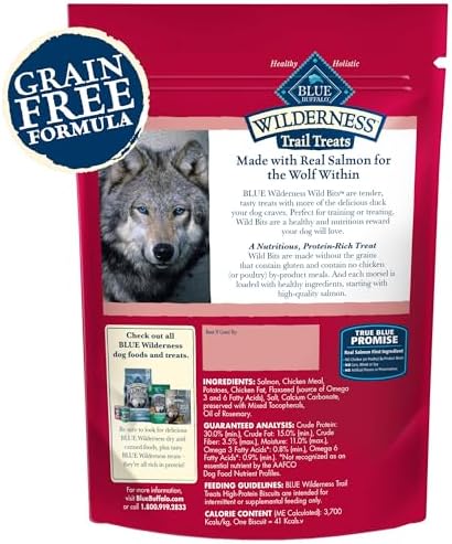 Blue Buffalo Wilderness Wild Bits Soft & Chewy Training Treats for Dogs, Grain-Free, Salmon Recipe, 4-oz. Bag (Pack of 8)