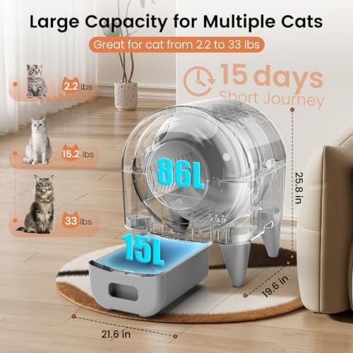 Fumoi Automatic Litter Box,Safety Sensor,App Control,Washable Litter Tray