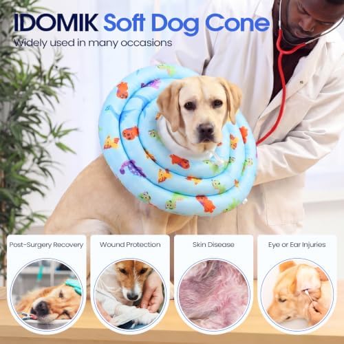 IDOMIK Soft Dog Cone After Surgery, Waterproof Dog Recovery Collar