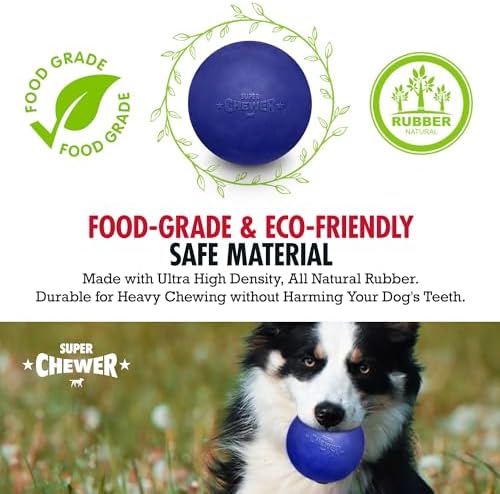 Tuff Pupper SuperChewer Tough Dog Ball Toy | Lifetime Replacement | Strong Natural Rubber | Great Dog Fetch Toy | Chew Toys for Dogs | Ultra Durable Chew Toys for Aggressive Chewers | for All Breeds