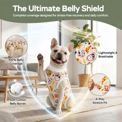 PetWarm Dog Recovery Suit, Surgery Suit for Dogs, Zoo, Red White, XS