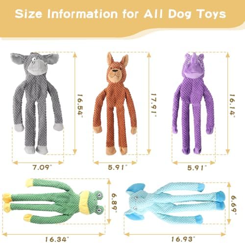 Act boldly 5 Pack Dog Squeak Toys, Durable Plush Chew Toys for Small, Medium & Large Dogs for Teething & Interactive Play