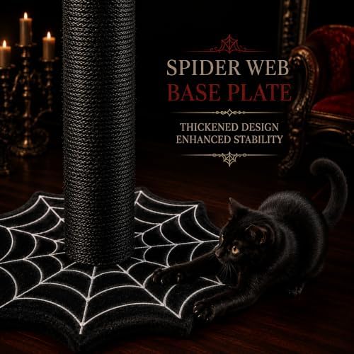 Gothic Cat Scratching Post with Spider Toys for Indoor Cats