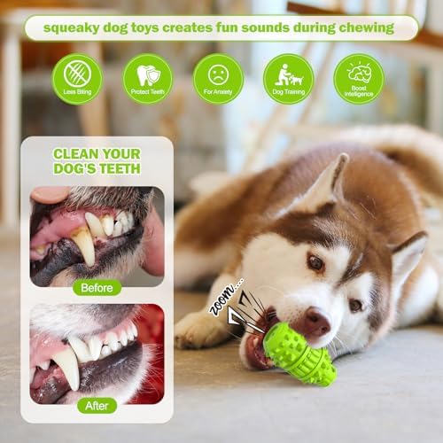PIFFZEDO Natural Rubber Squeaky Dog Chew Toy for Medium Aggressive Chewers