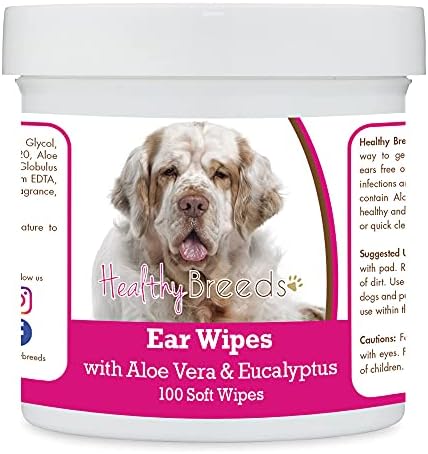 Healthy Breeds Clumber Spaniel Ear Cleaning Wipes with Aloe & Eucalyptus for Dogs 100 Count