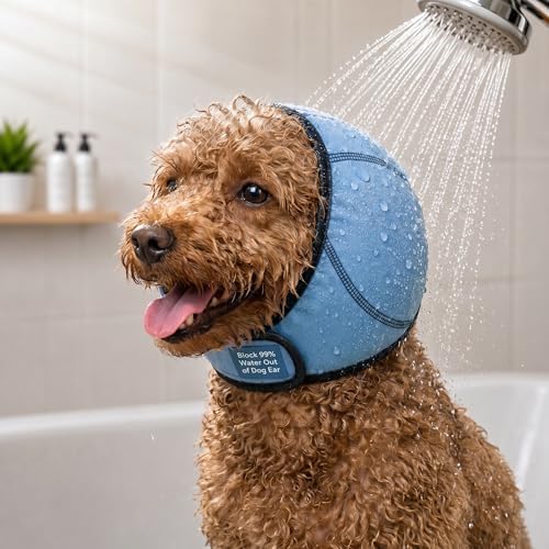 HOFi Dog Ear Covers for Bath: Waterproof Ear Protection to Block 99% Water