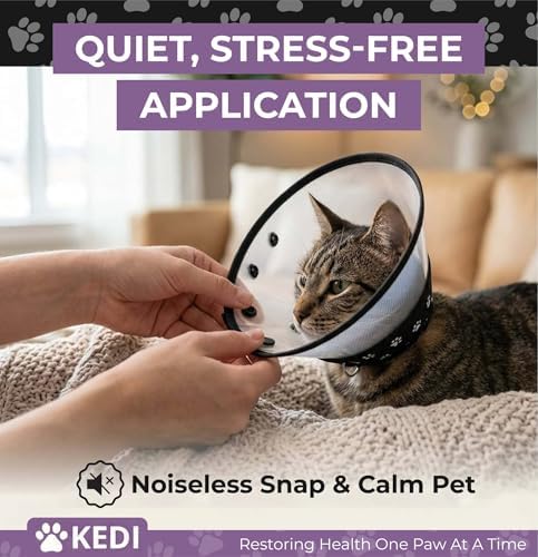Cat Cone Collar After Surgery to Stop Licking, Escape-Proof, Black Medium