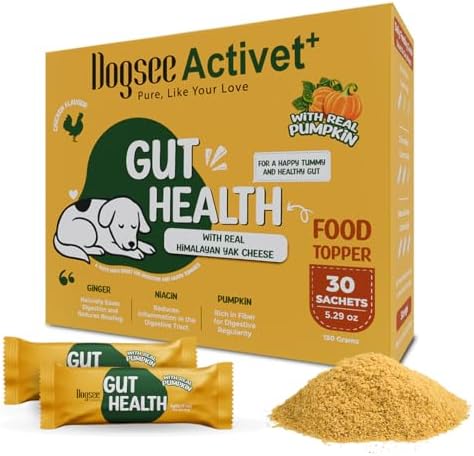 Dogsee Activet+ Freeze Dried Dog Food Topper with Yak Cheese Powder, Dog Supplement for Gut Health, Probiotics for Dogs, Prevents Diarrhea, Indigestion & Reduce Scratching (30 Sachets)