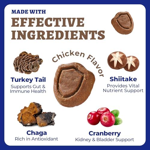 Wellix 7 Mushroom Chews with Turkey Tail for Dogs, Chicken, 260 Bites
