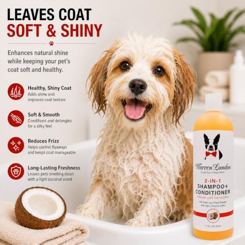 Warren London Coconut 2-in-1 Shampoo + Conditioner for Dogs – 17 oz