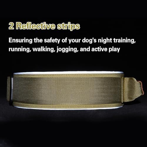 2" Tactical Dog Collar with Airtag Holder & Handle for Medium Dogs (Brown)