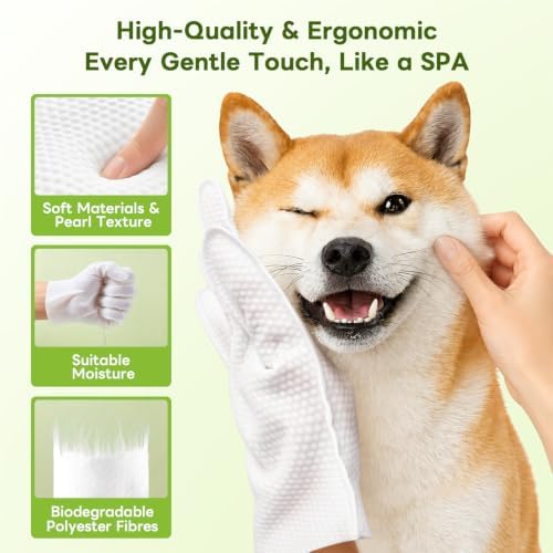 Dog Wipes for Dogs & Cats, Individually Packed Glove Wipes, 24 Count