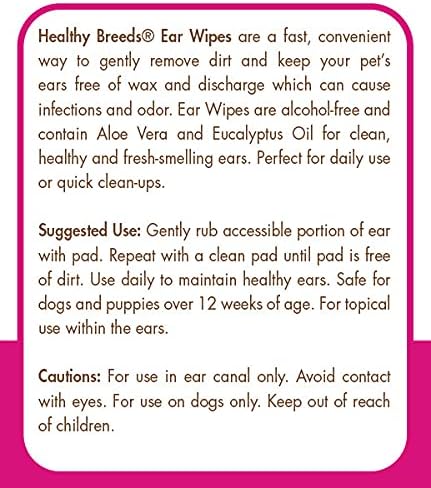 Healthy Breeds Wire Fox Terrier Ear Cleaning Wipes with Aloe & Eucalyptus for Dogs 100 Count