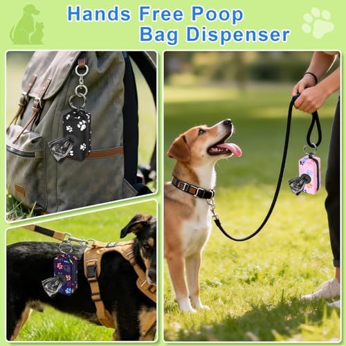 2pack Dog Poop Bag Holder Zippered Pet Waste Bags Dispenser Black