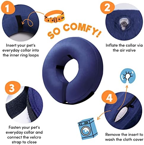 BENCMATE Inflatable Dog Cone Collar Alternative After Surgery Small