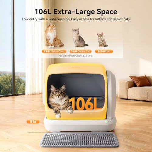 Meowant Automatic Cat Litter Box 106L Extra-Large Space, Safety Anti-Pinch