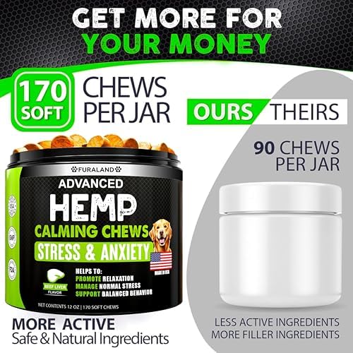 Hemp Calming Chews for Dogs Anxiety & Stress Relief - 170 Dog Calming Chews