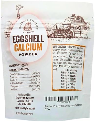 8 oz U.S.A. Eggshell Powder for Dogs/Cats, Finely Ground, Calcium Supplement